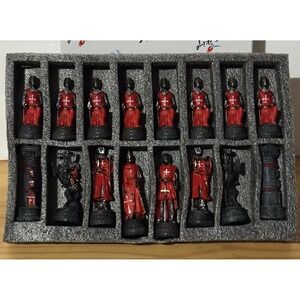 Medieval Times Crusade Maltese Armored Knight RED Only Chess Men Set NO Board‎